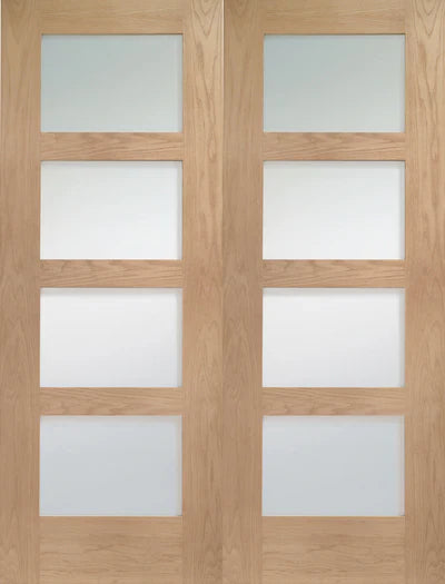 XL Joinery Internal Oak Shaker Door Pair Clear Glazed