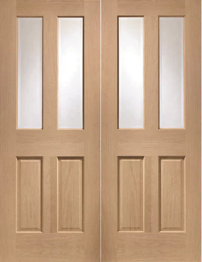XL Joinery Internal Oak Malton Clear Bevelled Glass Pair Of Doors
