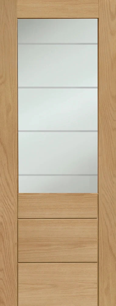 XL Joinery Internal Oak Palermo 2XG with Clear Etched Glass Fire Door FD30