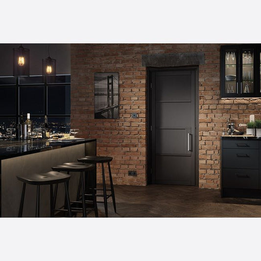 Internal Black Chelsea Door 4 Panelled Industrial Style