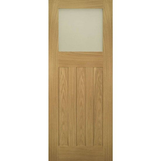 Deanta Internal Oak Cambridge Glazed Door With Frosted Glass