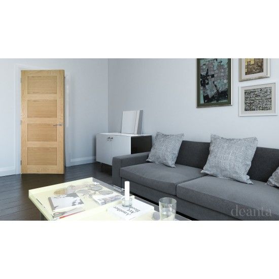 Internal Oak Coventry Shaker 4 Panel Fire Door FD30