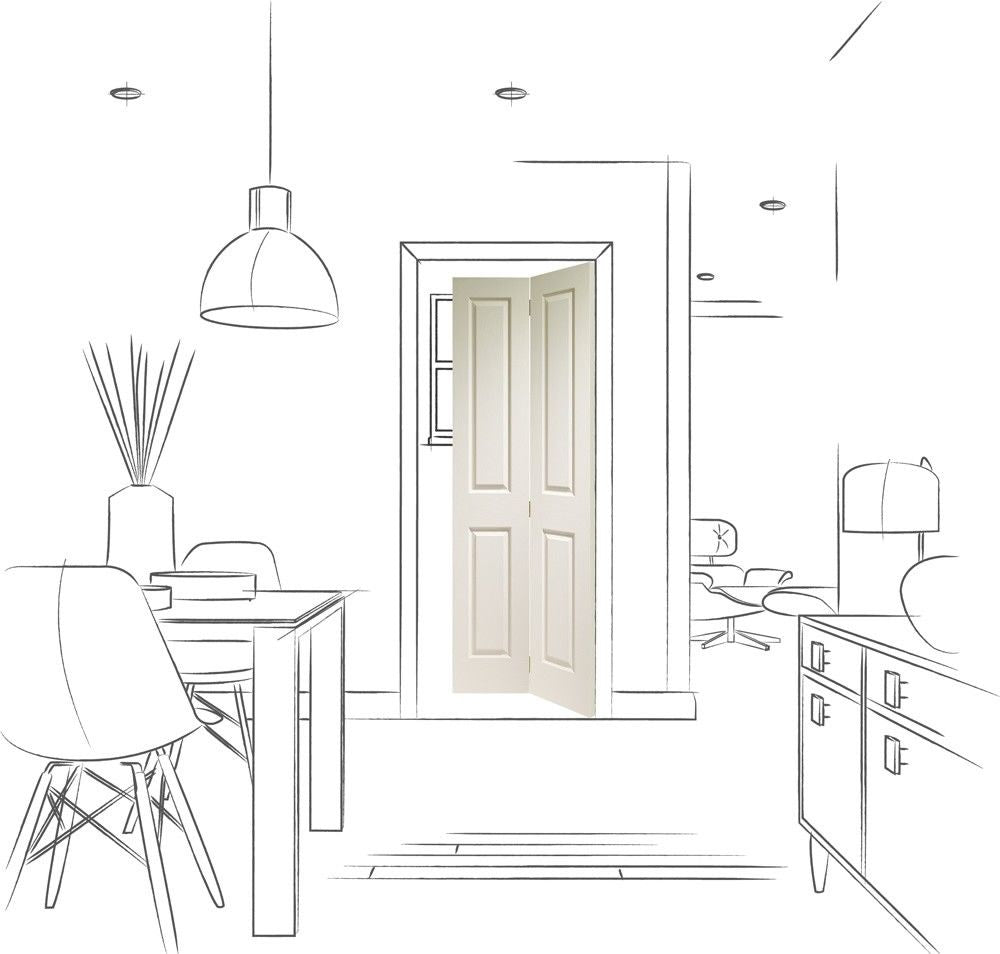 Internal White Moulded Victorian 4 Panel Bi-Fold Door