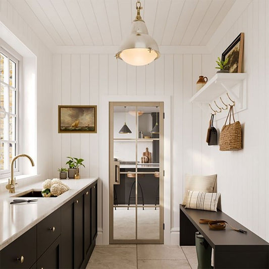 Internal Black Melrose Pre-Finished Door Panelled Industrial Style