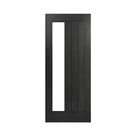 Deanta Ely 1SL Brushed Black Oak Internal Door with Glass