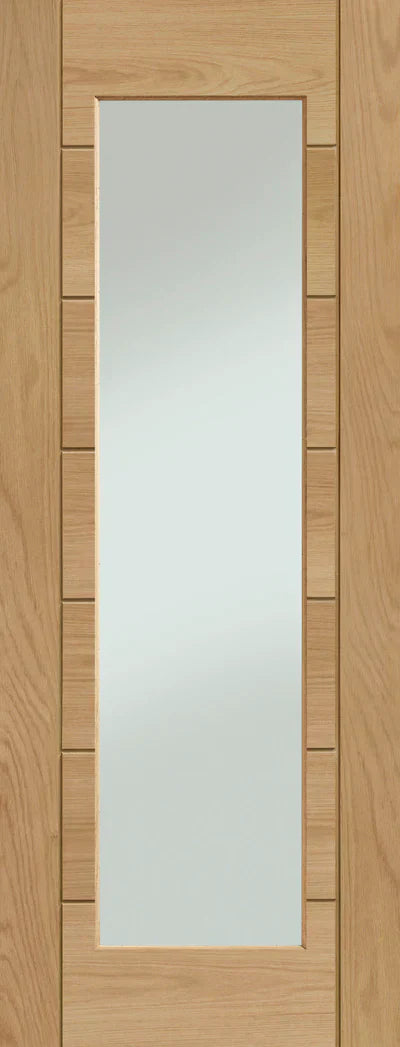 XL Joinery Internal Oak Essential Palermo Door Pre-Finished 1 Light with Clear Glass