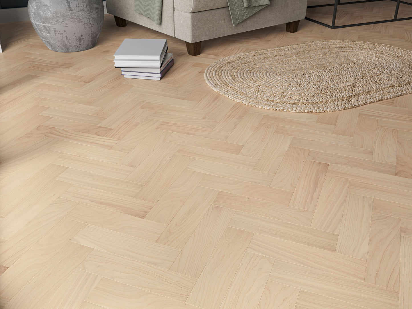 Liberty Wood Herringbone Real Wood 10mm Engineered Flooring Invisible Oak UV Oiled