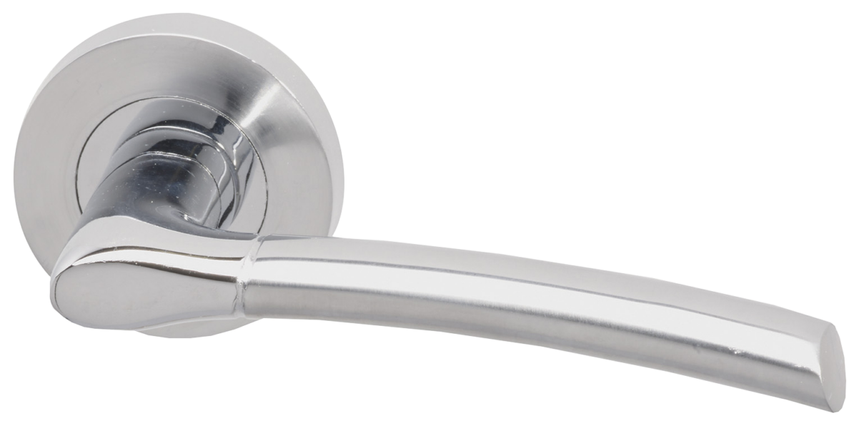 Drava Door Handle Bathroom Pack Chrome/Satin Chrome with Lock and 75mm Latch