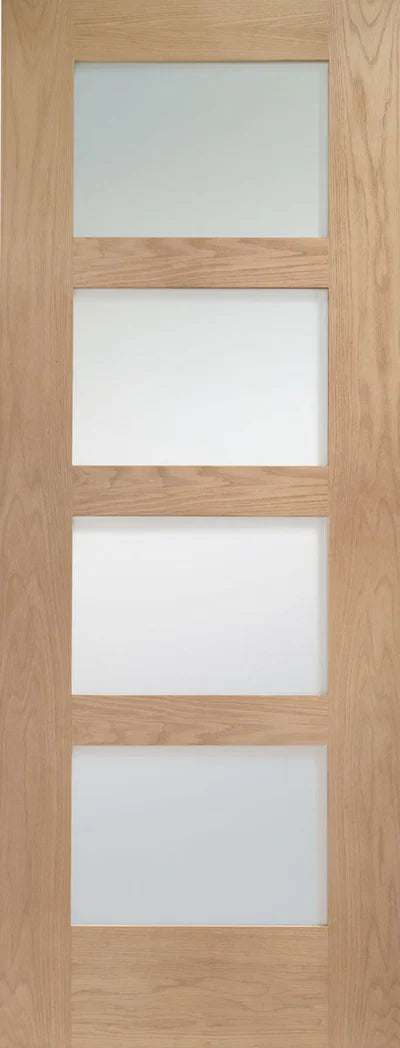 XL Joinery Internal Oak Door Shaker 4 Light Obscure Glazed Fully Finished