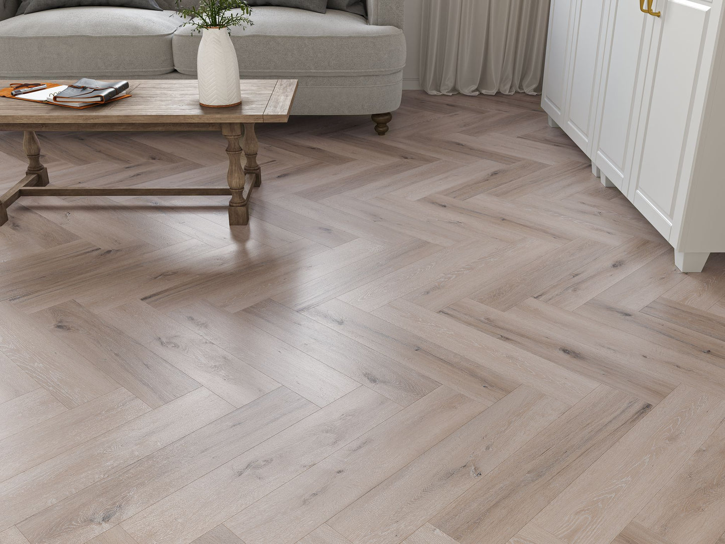 Liberty Lux Studland Whitewashed Grey Oak 5mm SPC Luxury Vinyl Flooring Herringbone