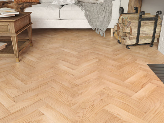 Liberty Wood Herringbone Real Wood 10mm Engineered Flooring Natural Oak UV Lacquered Finish