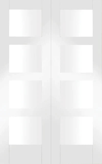 XL Joinery Internal White Primed Shaker 4L Clear Glazed Pair Of Doors