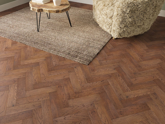 Liberty Wood Herringbone Real Wood 10mm Engineered Flooring Dark Oak Brushed Lacquered Finish