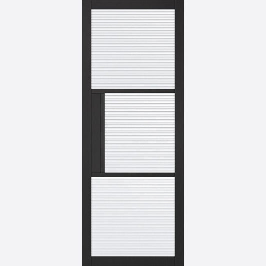 LPD Internal Black Tribeca Glazed Door With Reeded Glass