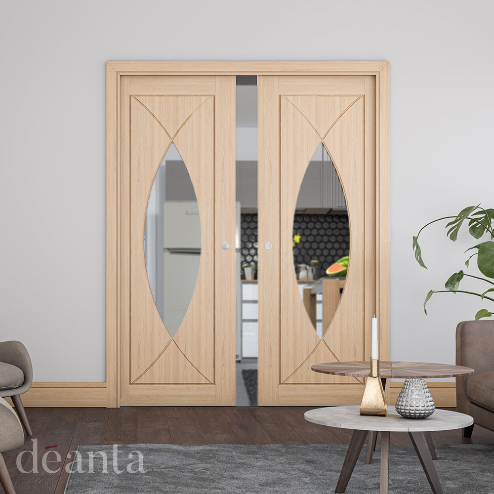 Deanta Internal Oak Amalfi Glazed Door Fully Finished