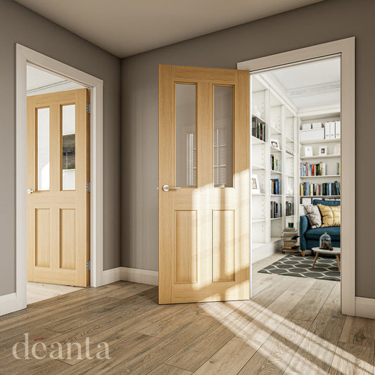 Deanta Internal Oak Bury Glazed Door Fully Finished