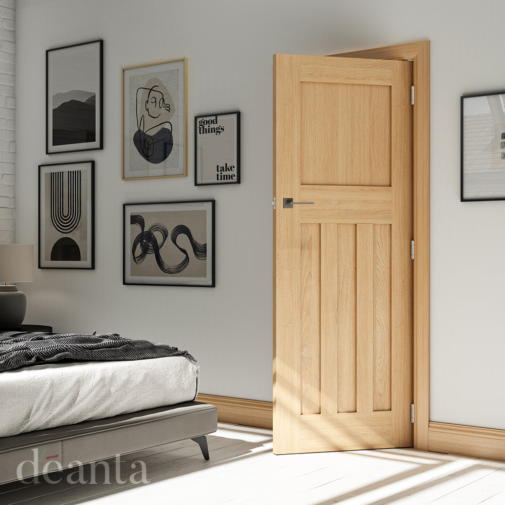 Deanta Internal Oak Cambridge Door Fire Rated 1930s Style FD30 Door