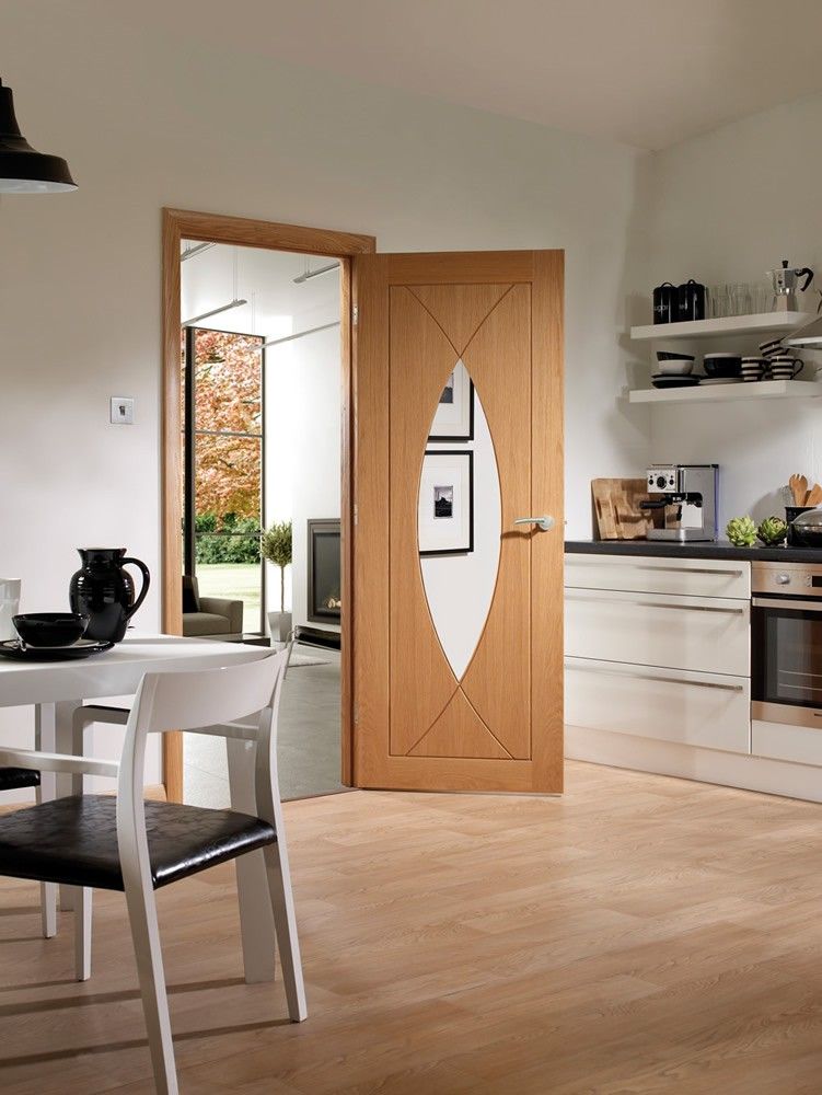 Internal Oak Pesaro Glazed Door With Clear Glass
