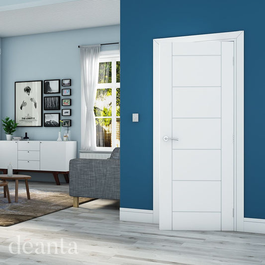Deanta Internal White Primed Seville Panel Door