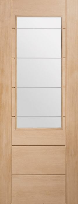 XL Joinery Internal Oak Door Fully Finished Palermo 2XG with Clear Etched Glass