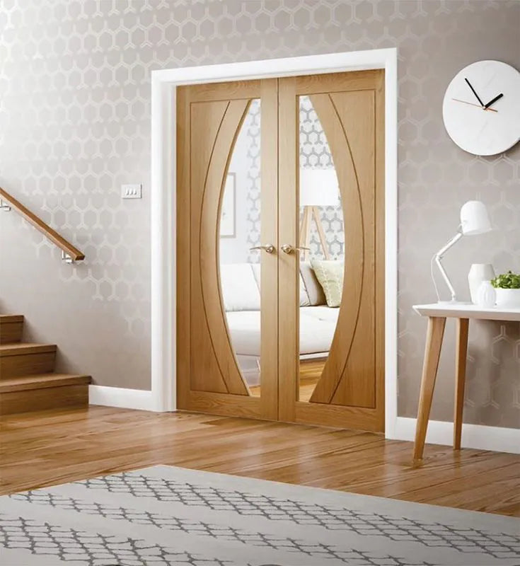 XL Joinery Internal Oak Salerno Glazed Pair Of Doors With Clear Glass